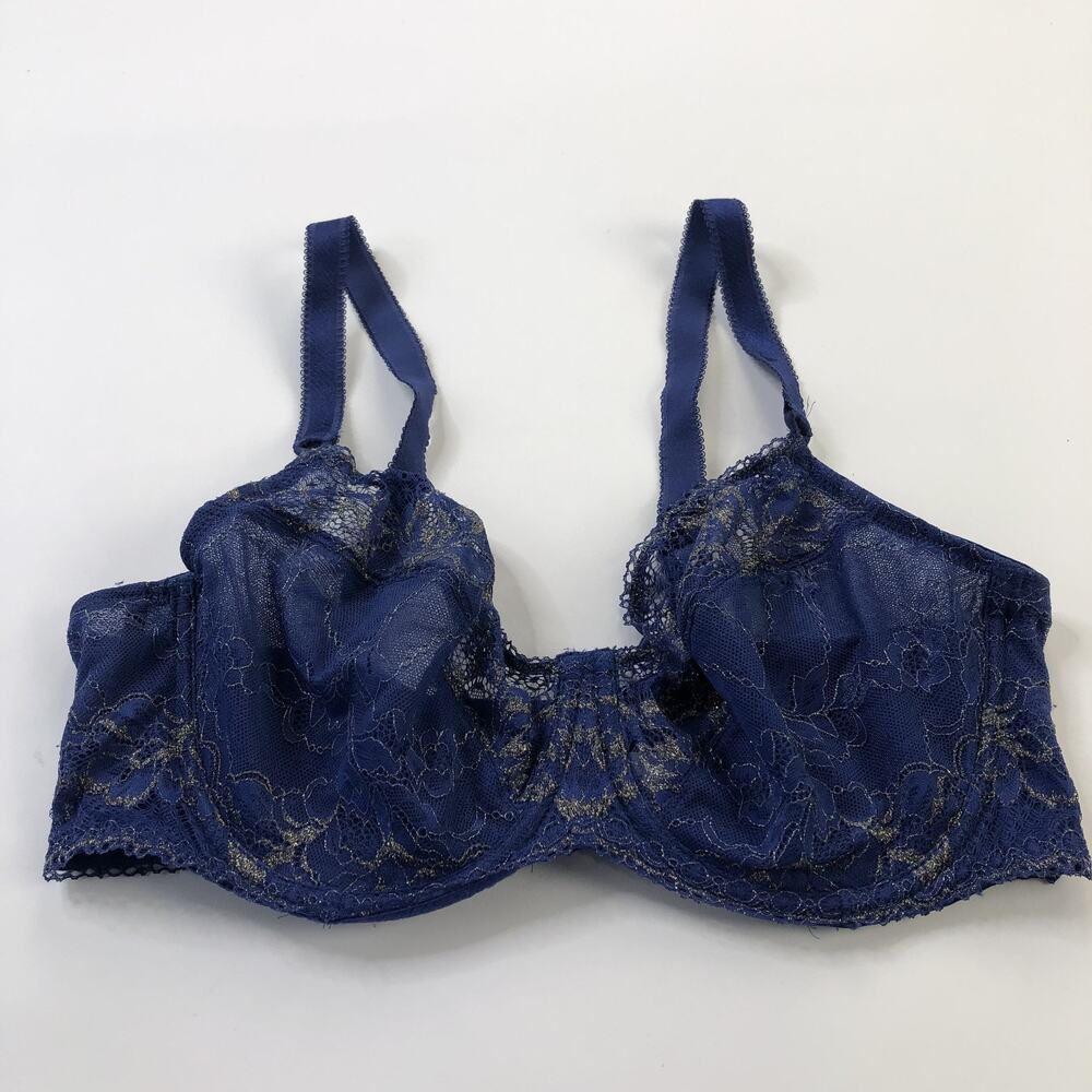 Wacoal Bra Lace To Love 38D Underwire Back Closure Purple Blue 855297